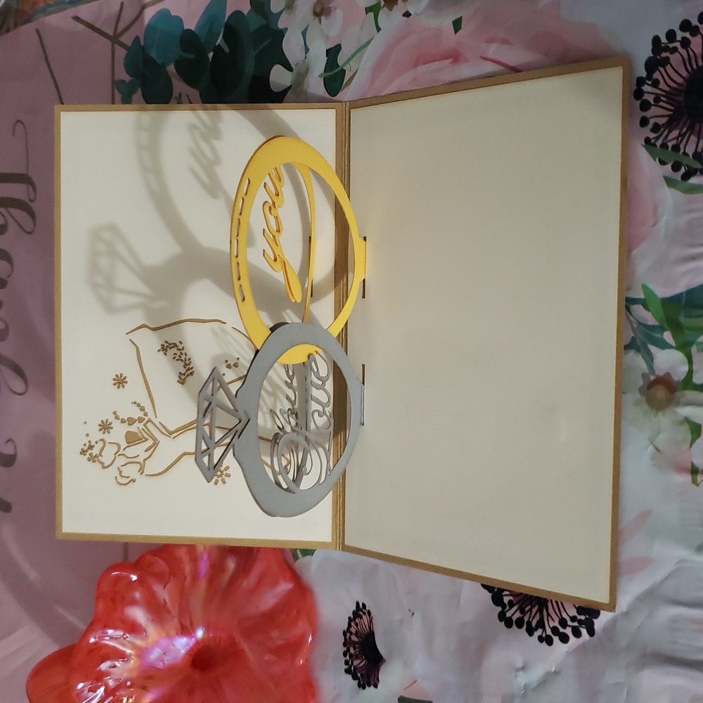 Wedding & Anniversary Greeting Card + Envelope 3D Laser Cut Color Silver & Gold